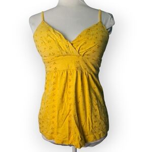 American Rag Eyelet Babydoll Cami Top Yellow Womens Medium Y2K
